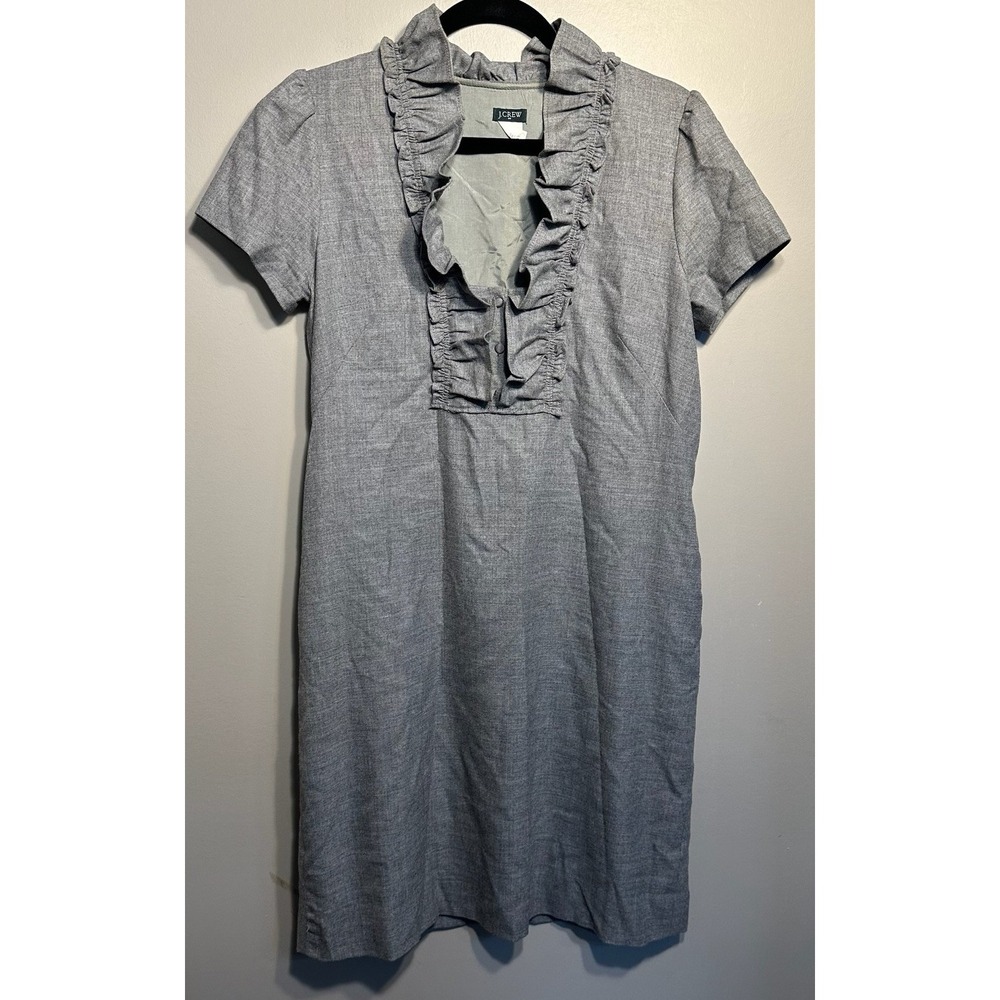 J. Crew Suiting Dress Cap Sleeves Sheath Wool Blend Grey Career Size‎ 8